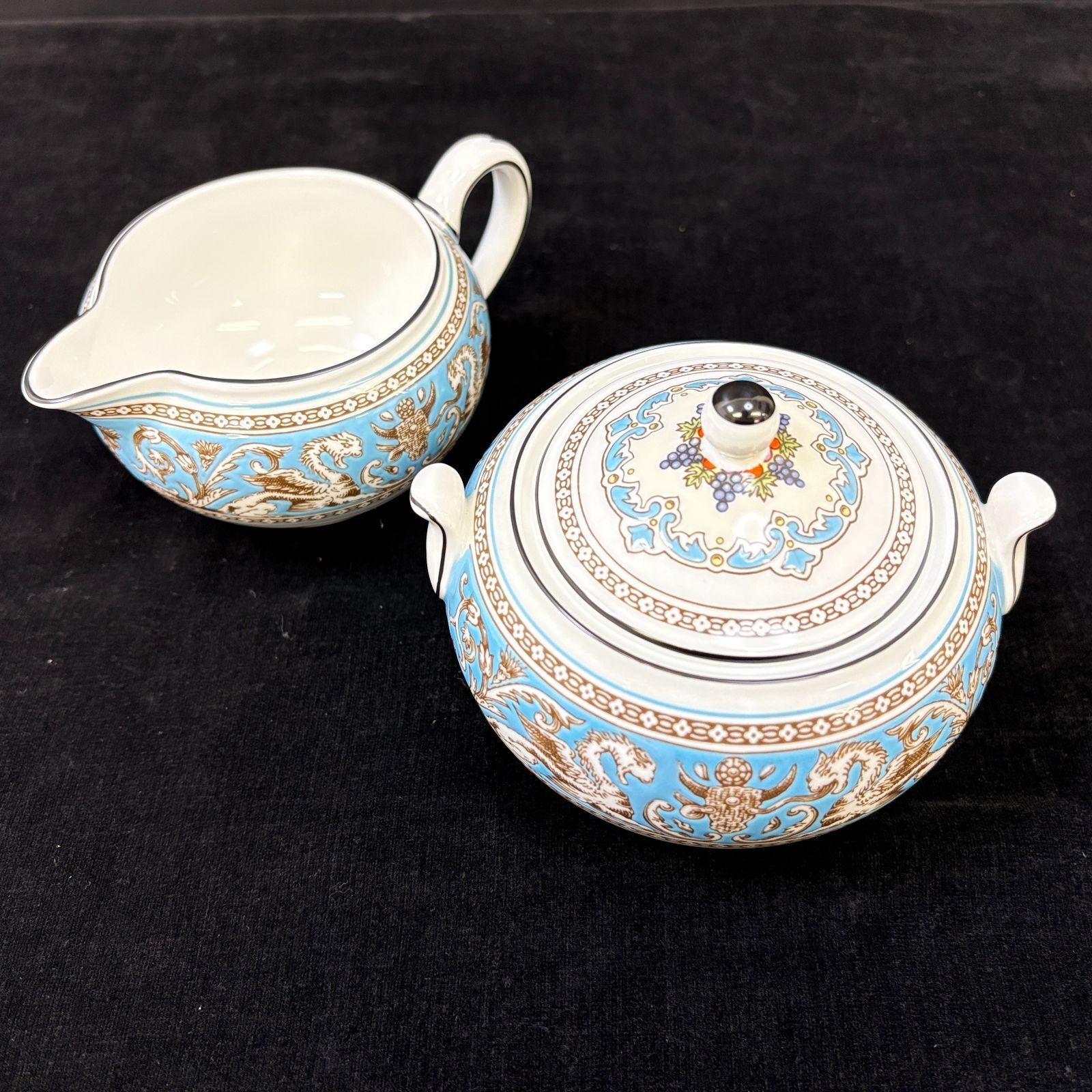 ウェッジウッド WEDGWOOD フロレンティーン ターコイズ シュガーポット クリーマー セット 茶器 英国製