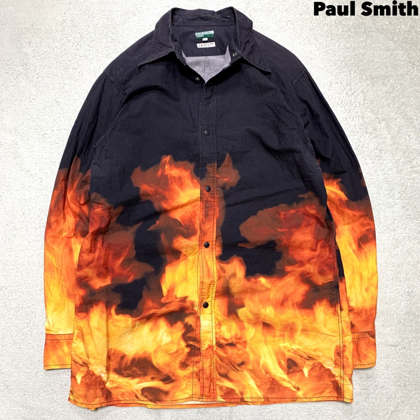 Paul Smith ドレスシャツ ワイシャツ 総柄 ファイヤーパターン 
