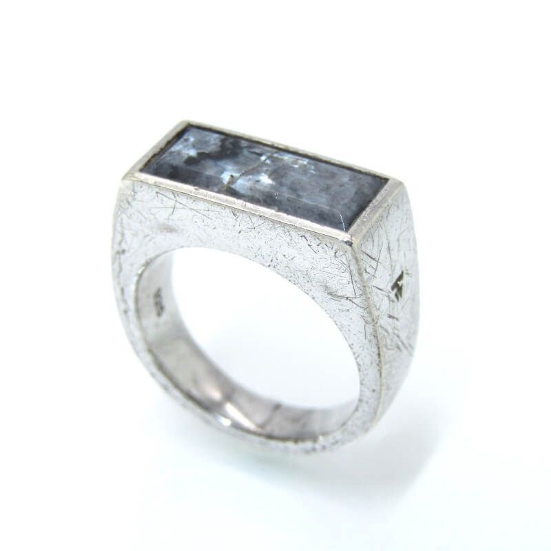 TOM WOOD トムウッド リング Peaky Ring Larvikite #50 ピーキー ラルヴィカイト ロジウムメッキ SV925 10号  28012392 TOM WOOD トムウッド リング Peaky Ring Larvikite #50 ピーキー