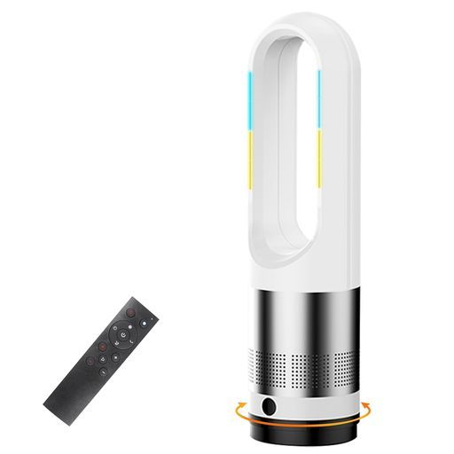 セラミックヒータータワーファンファンヒータースリム扇風機【冷暖両用&羽根なし&DCモーター電気代節約】電気ファンヒーター3段階暖風・8段階冷風切り替え100°左右首振り1-9Hタイマー設…