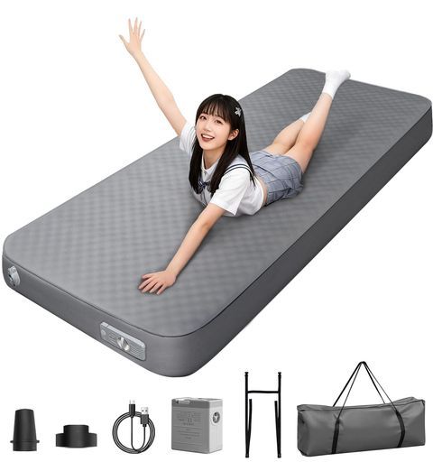 エアーマット自動膨張/電動ポンプ内蔵【12CM極厚・幅広75cm】高反発スポンジ高R値9.540s膨らむ静音漏れ防止安全無臭防水防潮防災インフレーターマットキャンプマットマットレスエアーベ…