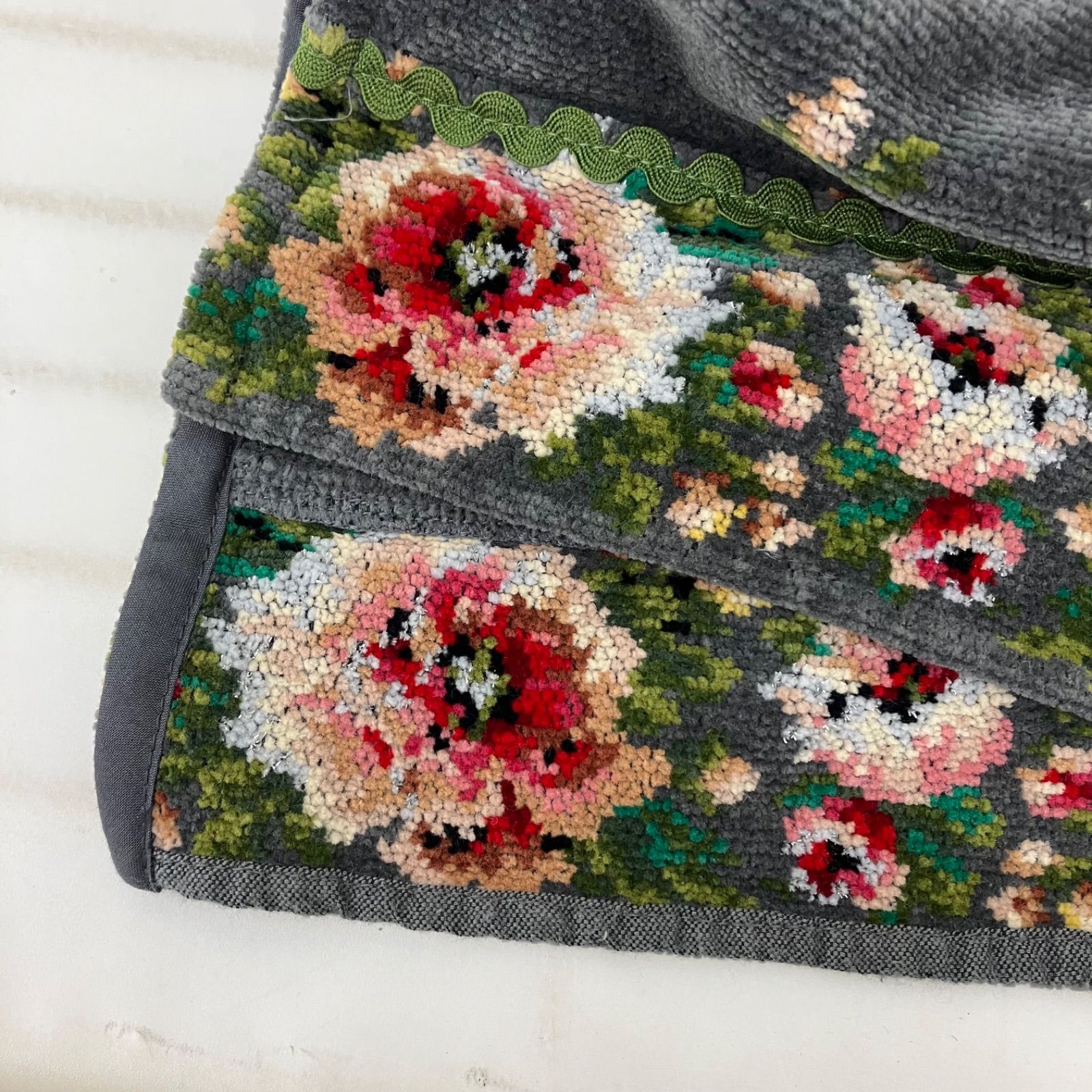 2307 FEILER フェイラー エプロン ムーンライトフラワー 花柄 グレー系