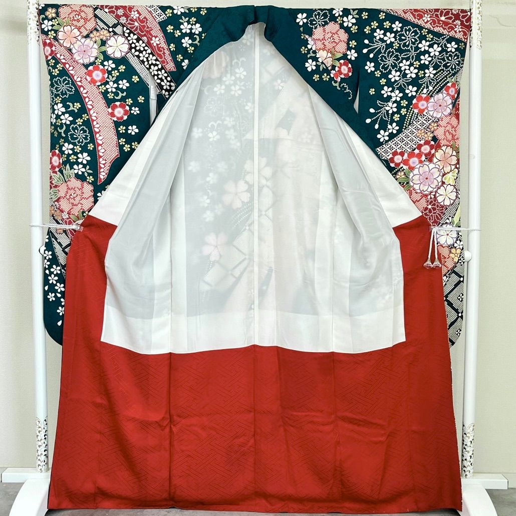 美品 逸品 可憐 豪華 金駒刺繍 正絹 振袖 正絹 袋帯セット K1328