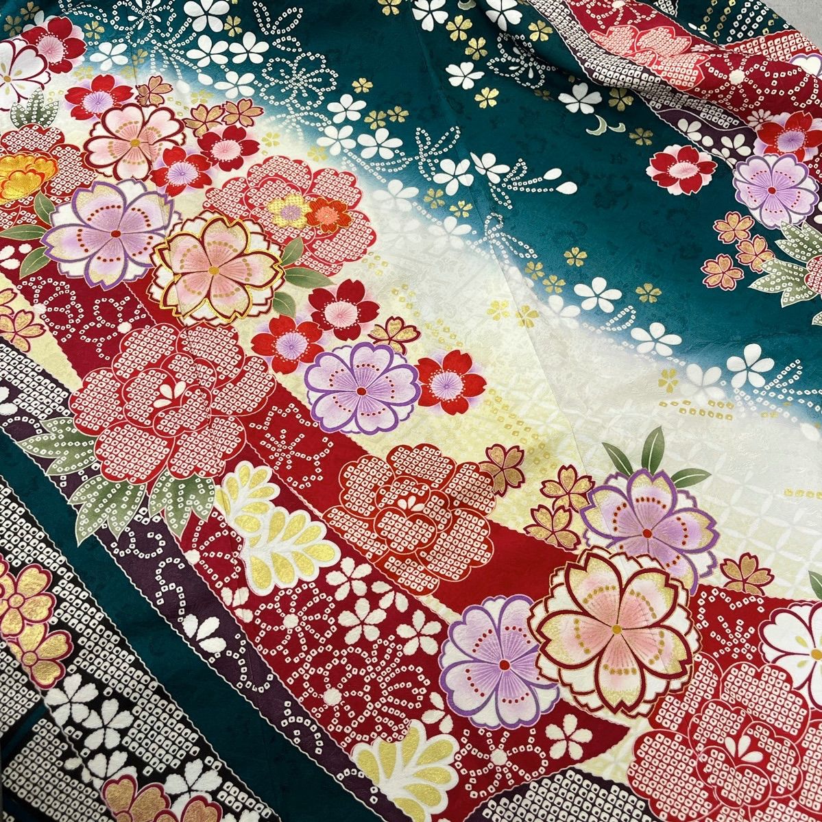美品 逸品 可憐 豪華 金駒刺繍 正絹 振袖 正絹 袋帯セット K1328