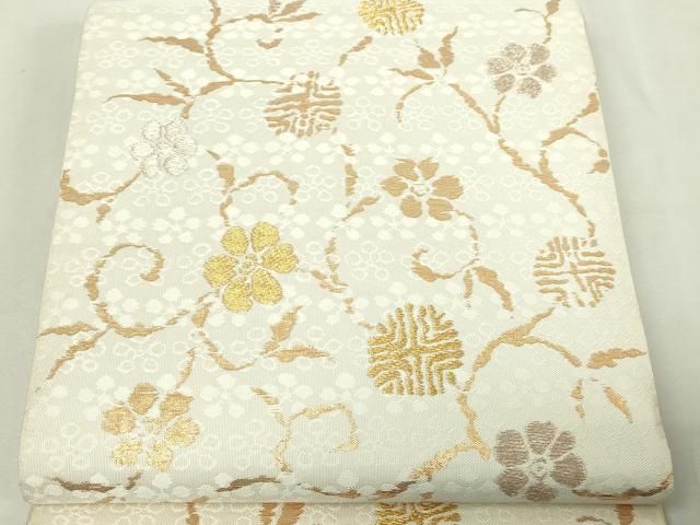 平和屋本店▽六通柄 本袋帯 笹づる 純金箔 正絹 逸品 DABE9338sf
