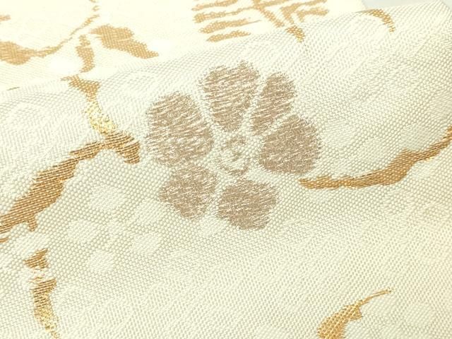平和屋本店▽六通柄 本袋帯 笹づる 純金箔 正絹 逸品 DABE9338sf