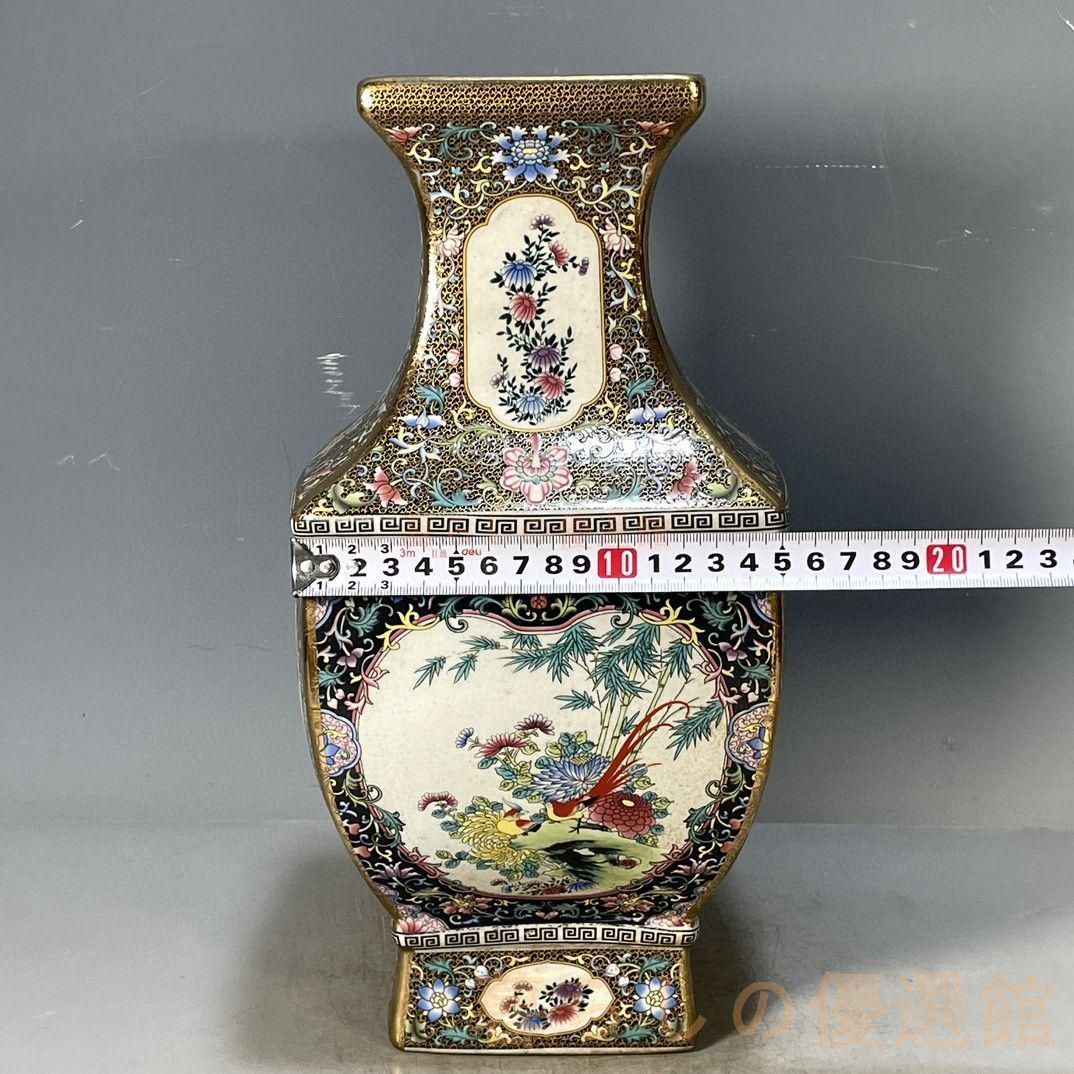 上品】乾隆 琺瑯彩 花鳥紋 四方瓶 景徳鎮 陶磁器 美術品 zw427 - メルカリ