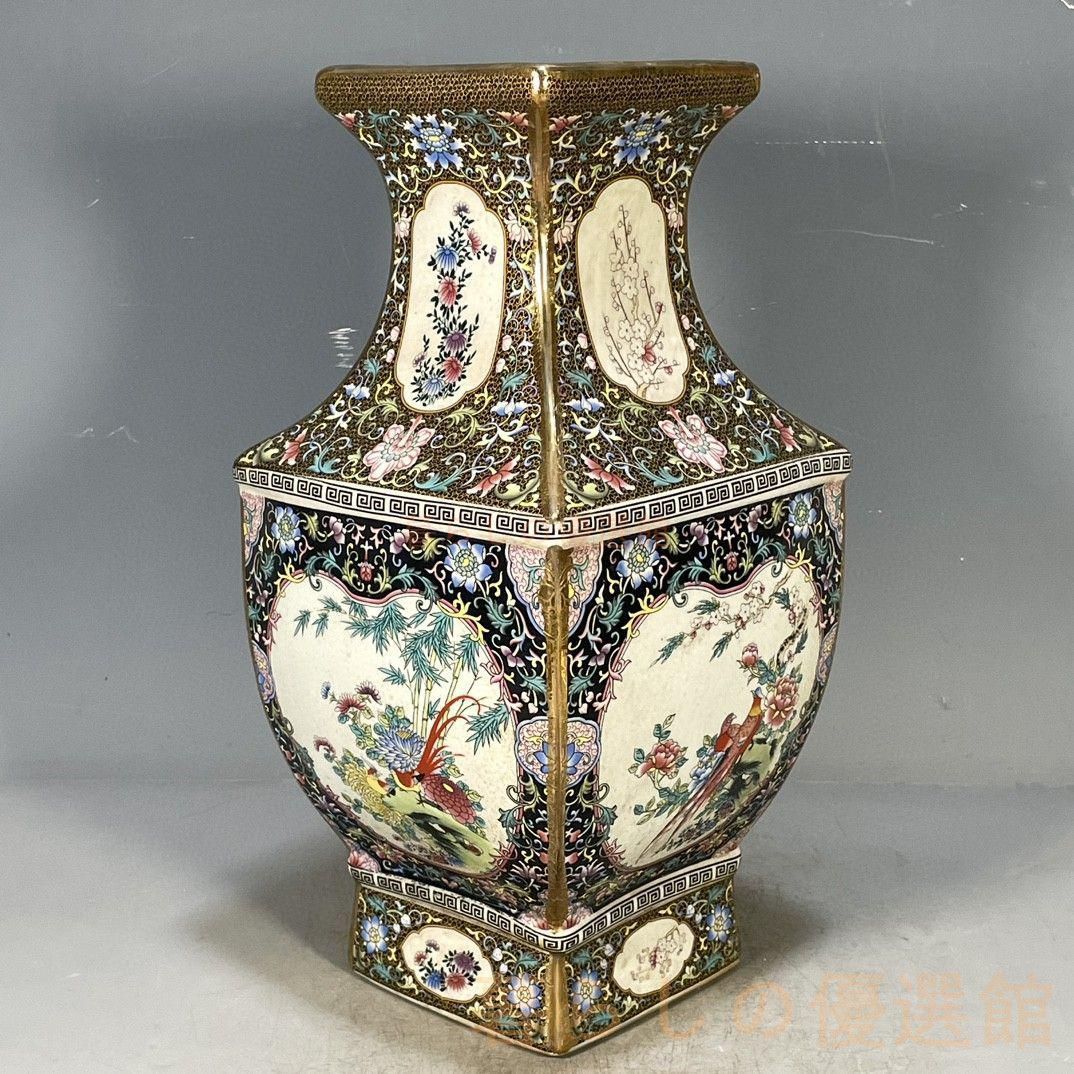 上品】乾隆 琺瑯彩 花鳥紋 四方瓶 景徳鎮 陶磁器 美術品 zw427 - メルカリ