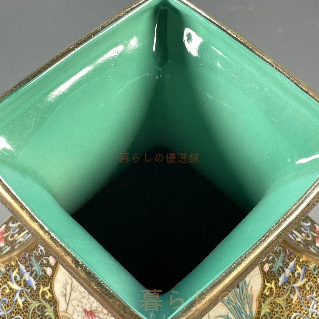 上品】乾隆 琺瑯彩 花鳥紋 四方瓶 景徳鎮 陶磁器 美術品 zw427 - メルカリ