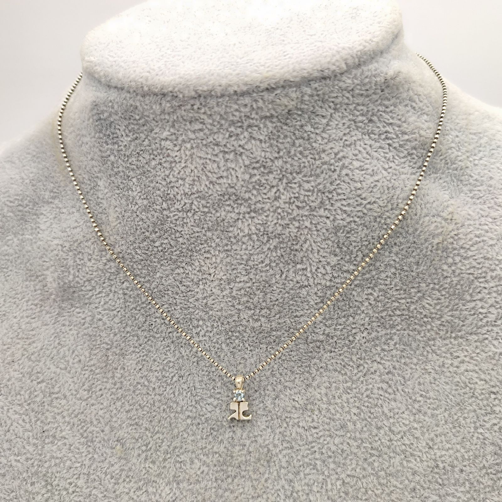 美品】Courreges クレージュ ロゴネックレス アクアマリン 