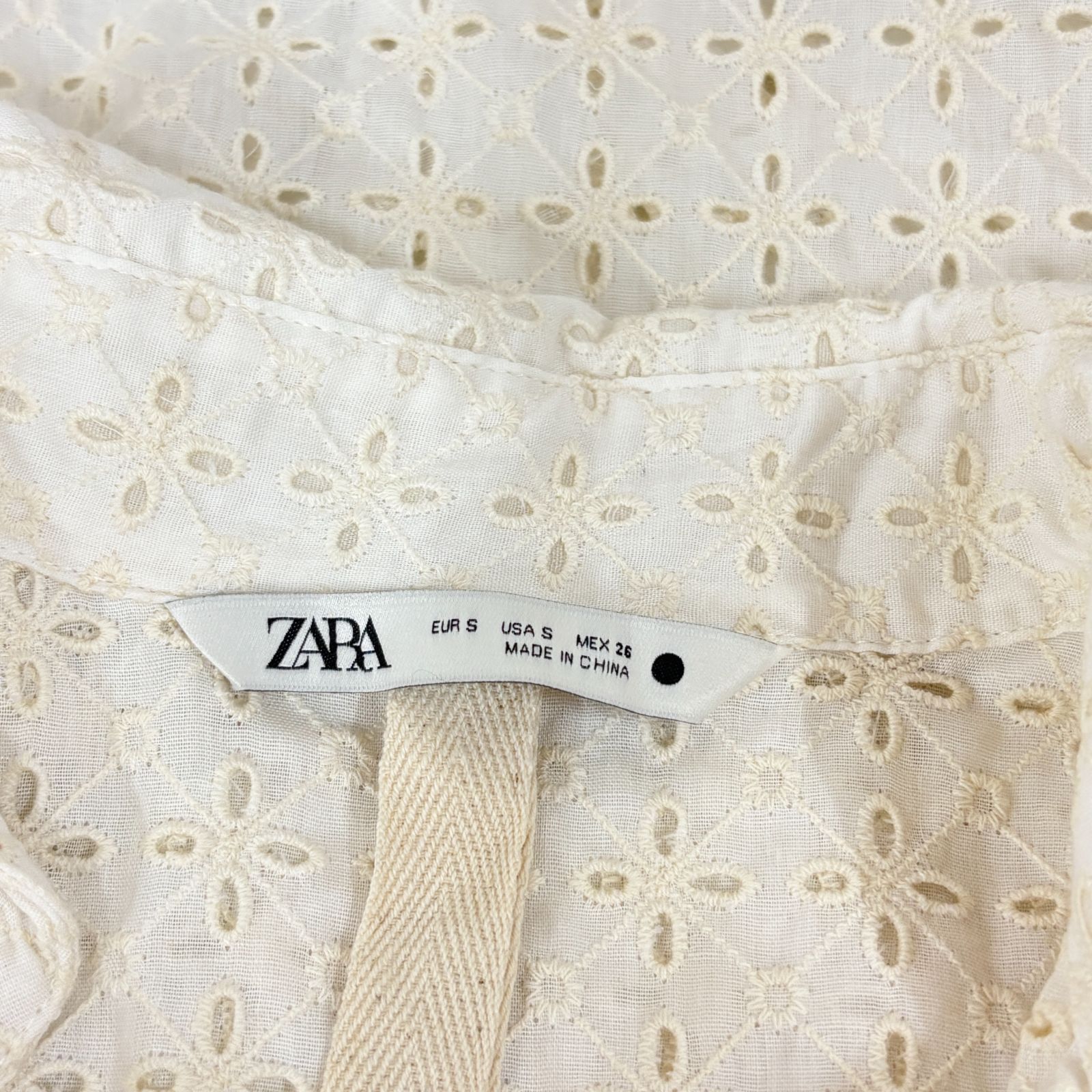 ZARA ザラ】カットワーク刺繍 オーバーサイズシャツ ブラウス 長袖 S 
