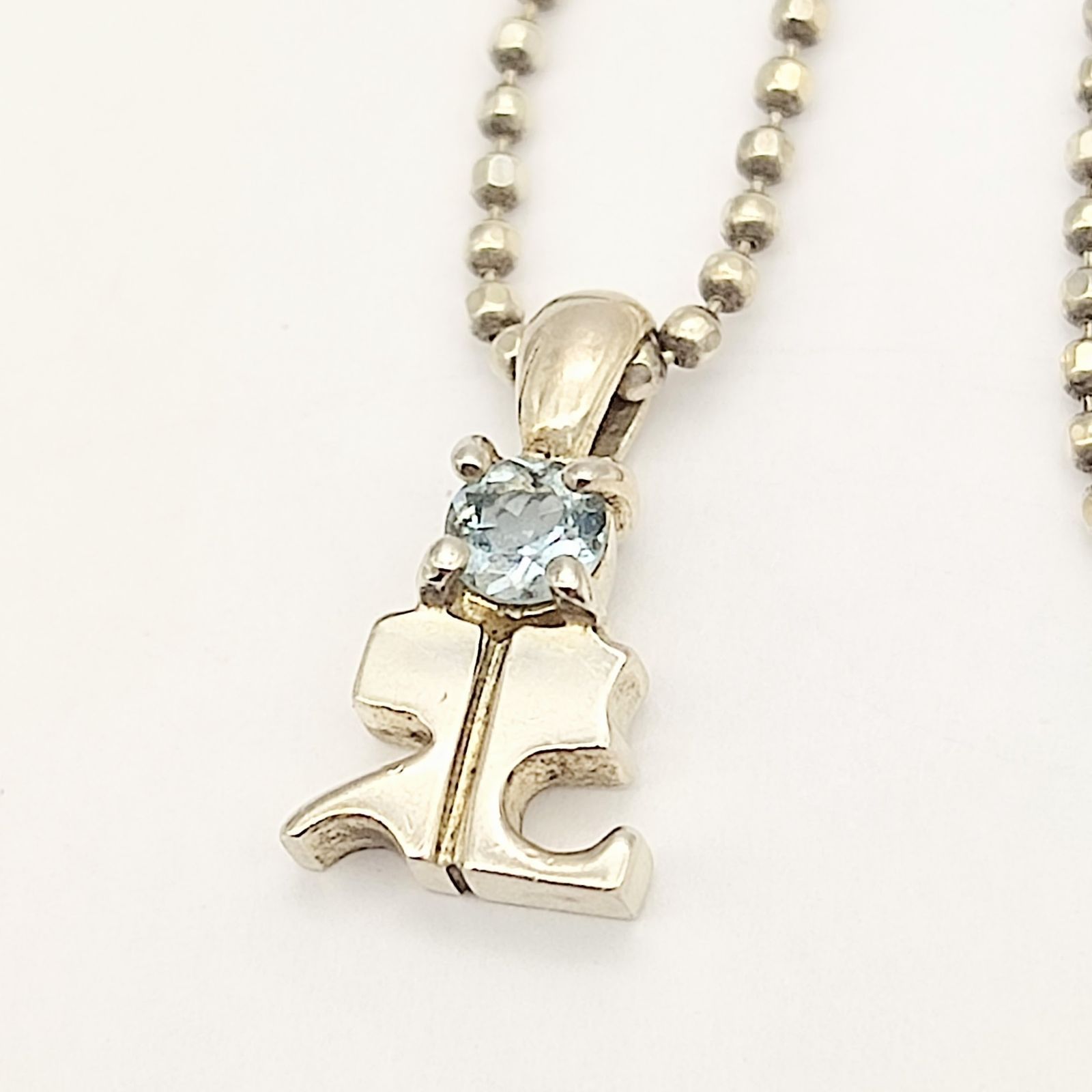 美品Courreges クレージュ ロゴネックレス アクアマリン Courreges 