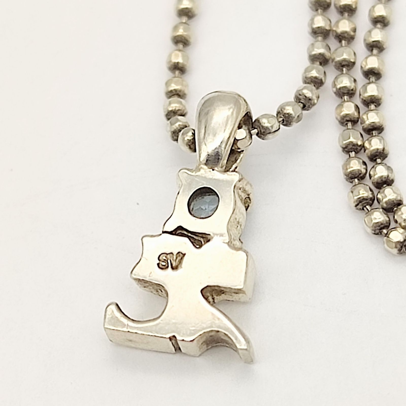 美品】Courreges クレージュ ロゴネックレス アクアマリン 