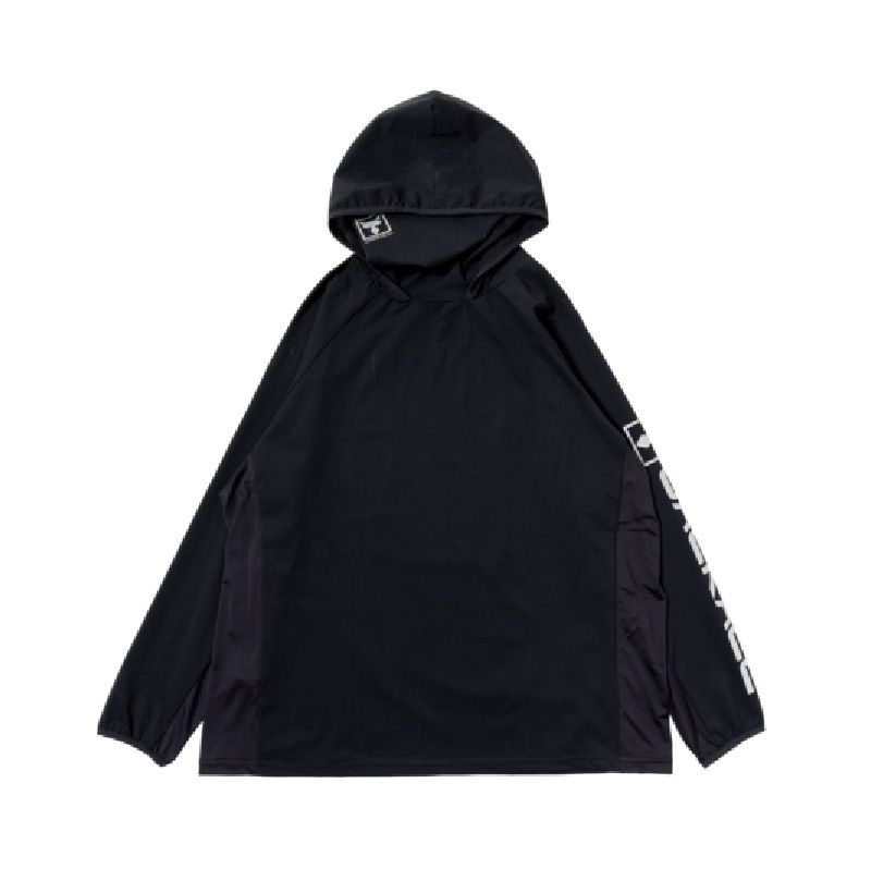 HU-B002 ドライメッシュフーディー XXL ブラック / 日焼け防止 ネックゲイター付 夏物
