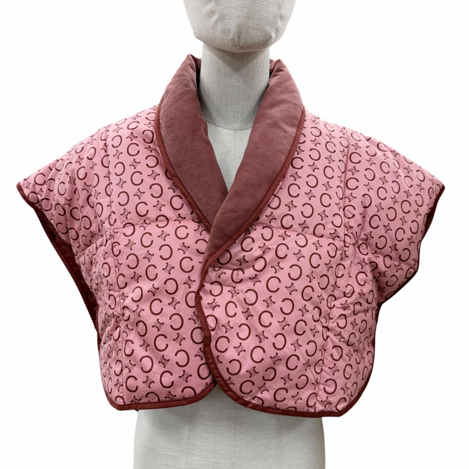未使用品△CELINE セリーヌ 西川産業 マカダム柄 スリーパー 羽毛肩当 