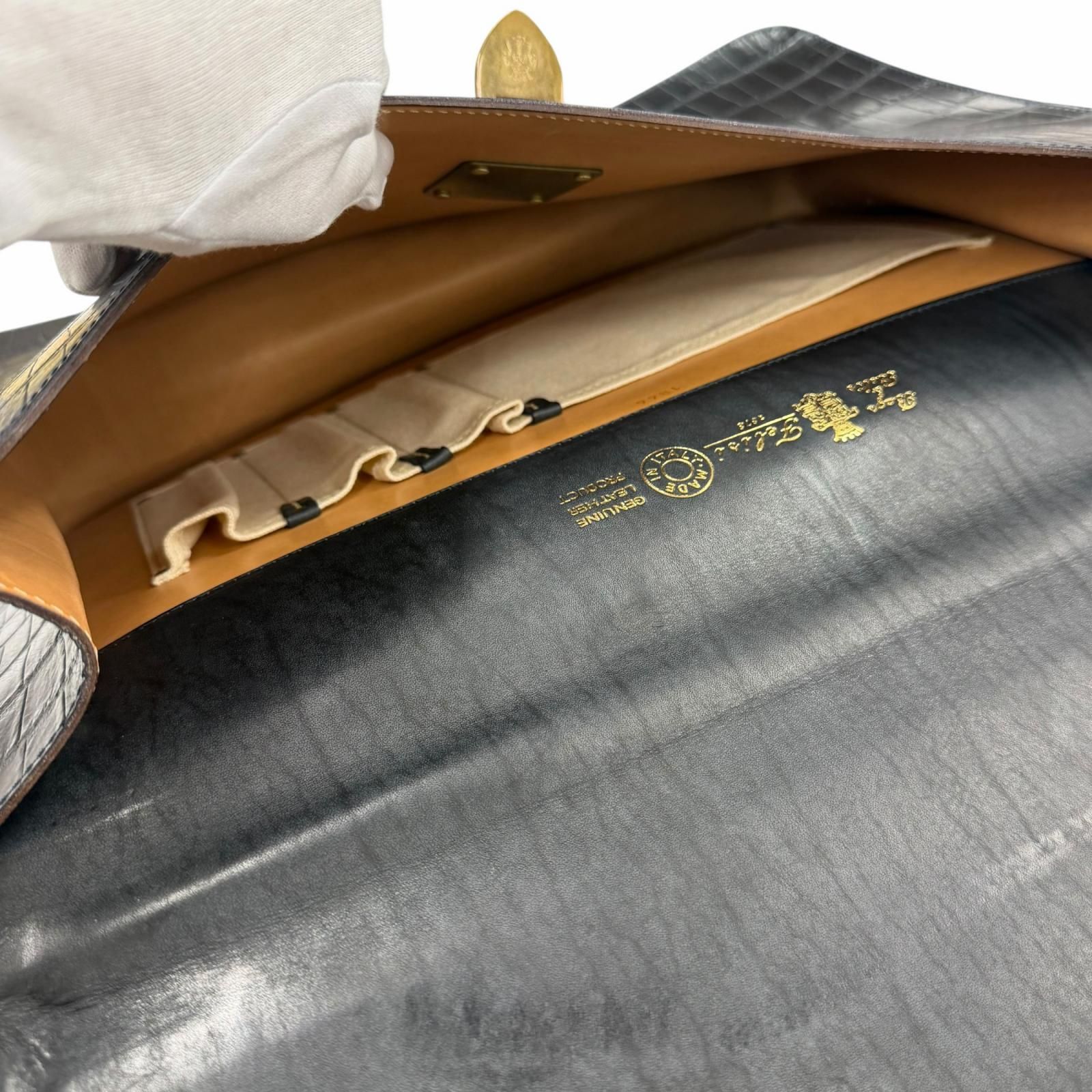 メンズ 美品□Felisi フェリージ 1846/SA レザー クロコ型押し