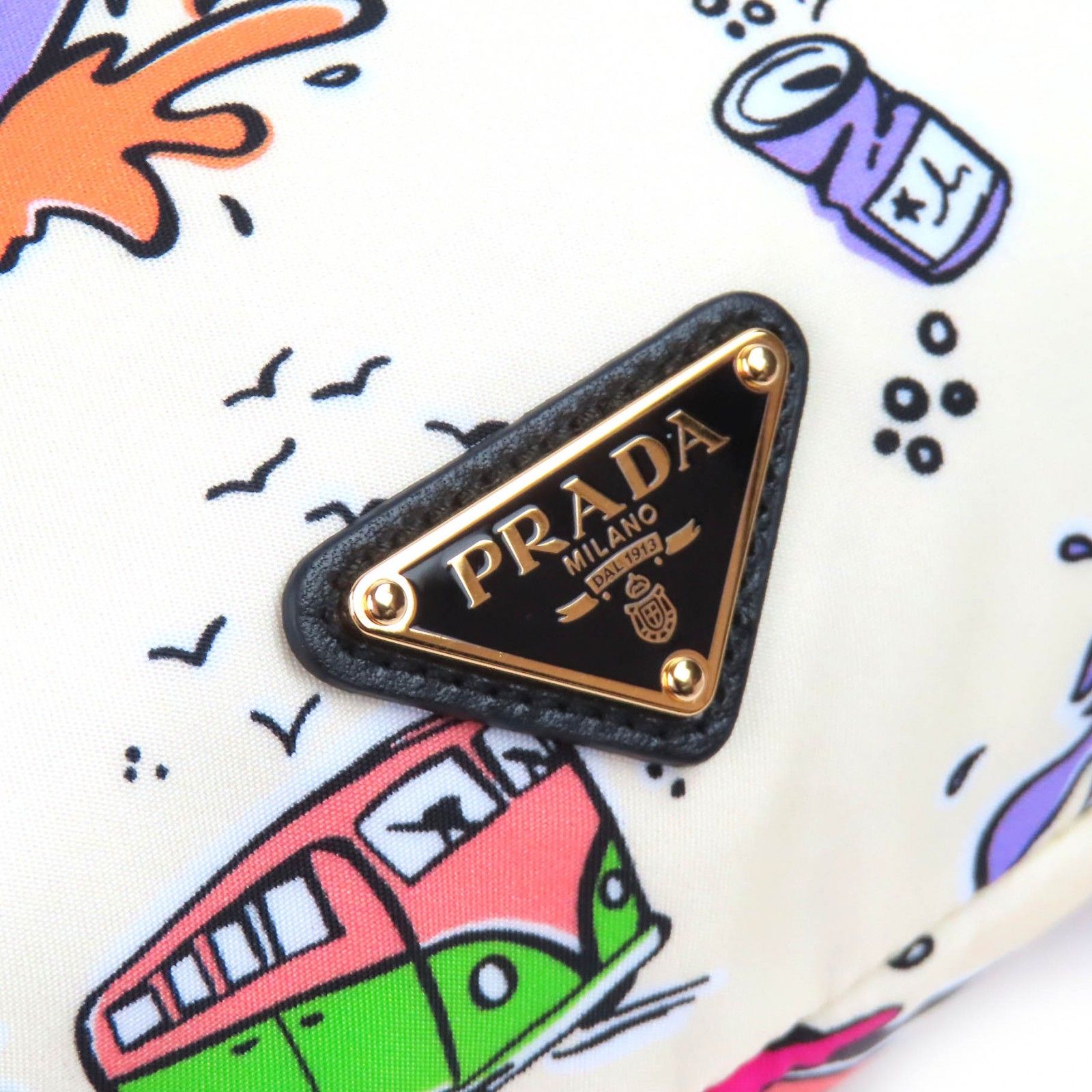 極美品△PRADA プラダ 1NK001 トライアングルロゴ サーフィン 総柄 