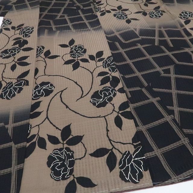 ❁tomihisa❁美品 斉藤上太郎 落款 バラ 着物 正絹 仕付け糸付“ビター