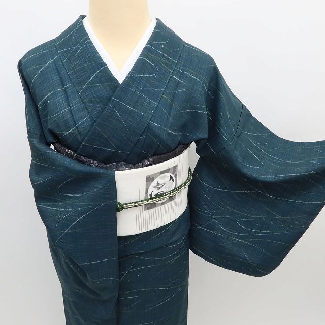 ✾まめ藤✾m3039＊美品 洗える夏着物 夏単衣❀想像を生むテール