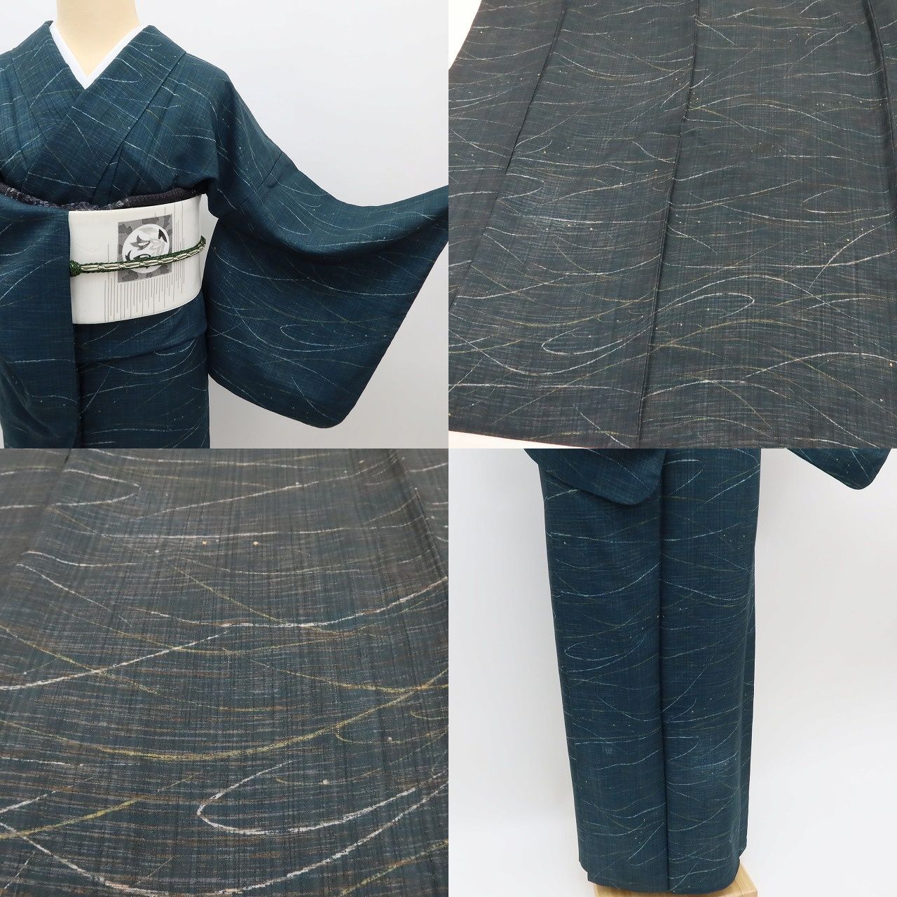 ✾まめ藤✾m3039＊美品 洗える夏着物 夏単衣❀想像を生むテール 