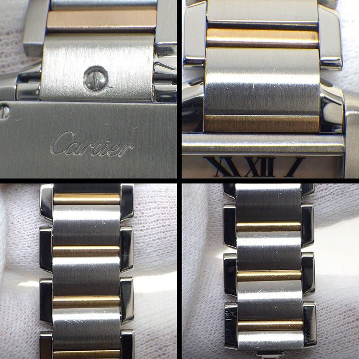 カルティエ Cartier 腕時計 タンクフ ランセーズ SM W51027Q4 スクエア ピンクシェル文字盤 K18PG SS クオーツアナログ 【中古】 カルティエ Cartier 腕時計 タンク フランセーズ SM W51027Q4 スクエア
