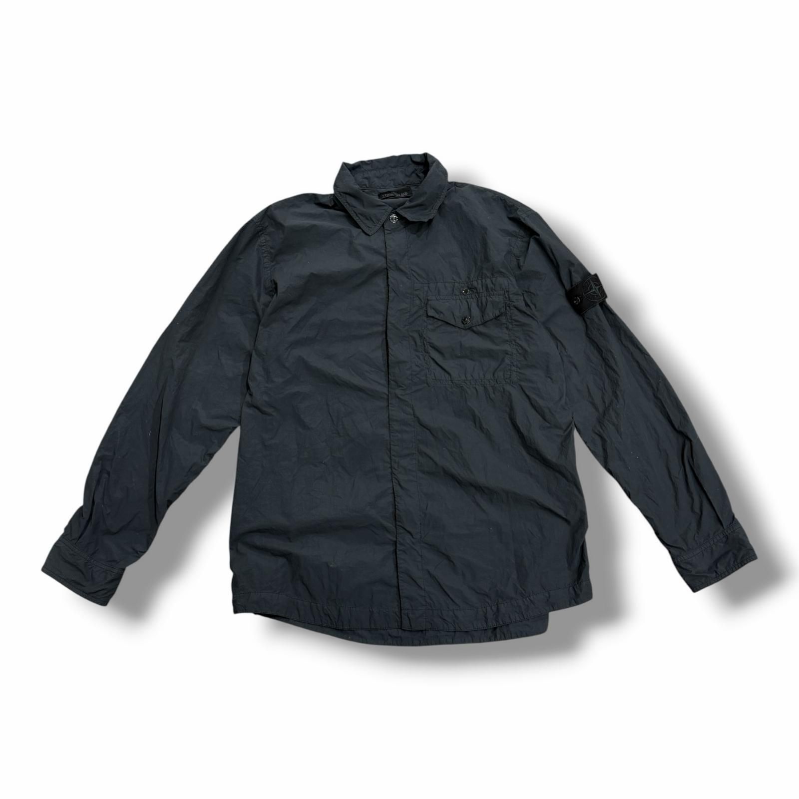 国内正規 STONE ISLAND Black Ghost Nylon Button-Up Shirt ゴースト