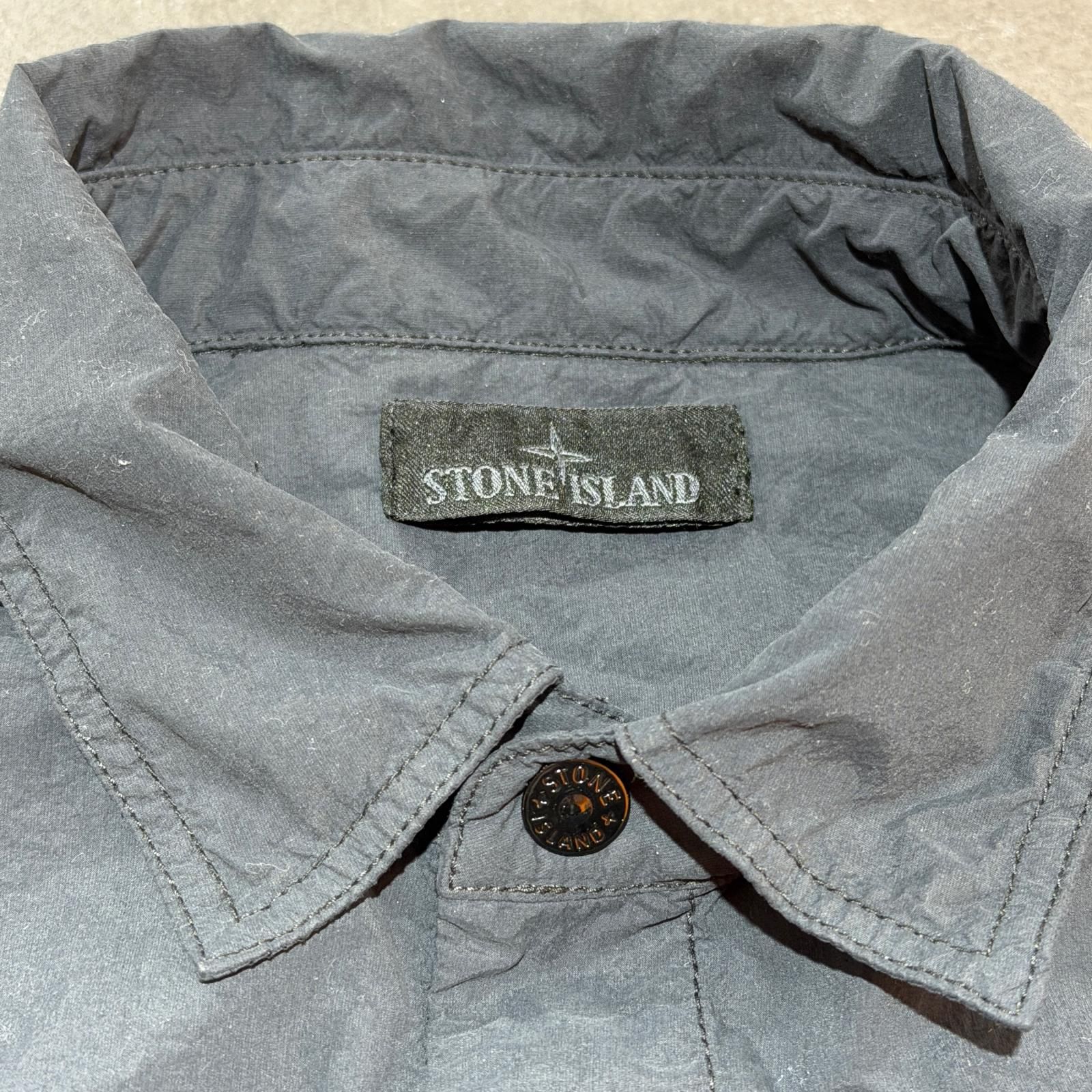 国内正規 STONE ISLAND Black Ghost Nylon Button-Up Shirt ゴースト 