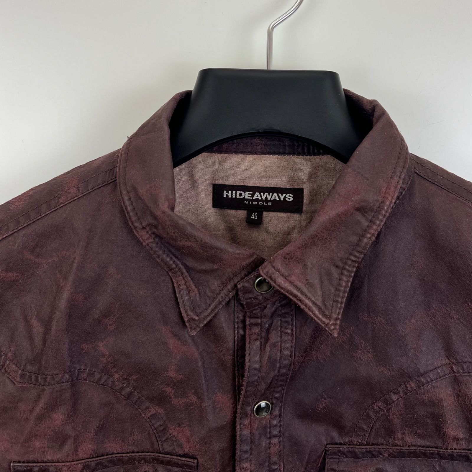 HIDEAWAYS NICOLE y2k archive fake suede western shirts 46 M 