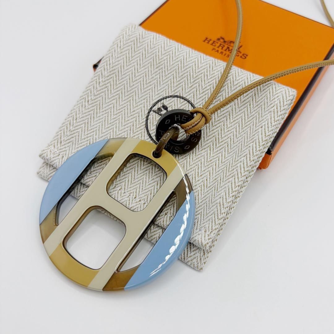 ⭐️美品⭐️ エルメス Hエキップ ネックレス ブルー×ベージュ