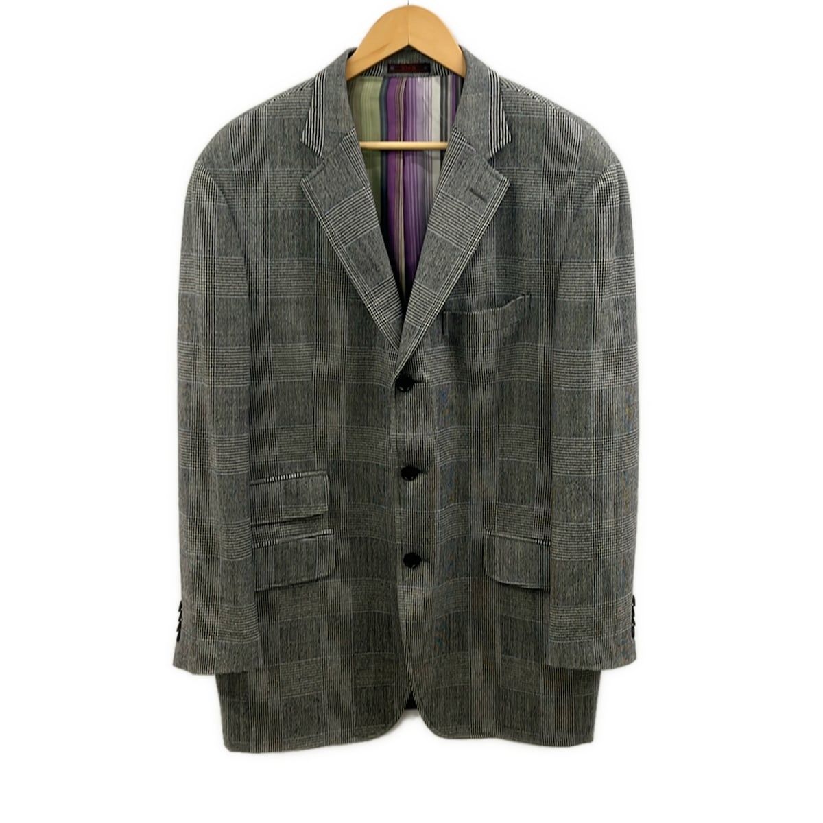 ETRO(エトロ) ジャケット サイズ54 L メンズ美品 黒×白 チェック柄-の 