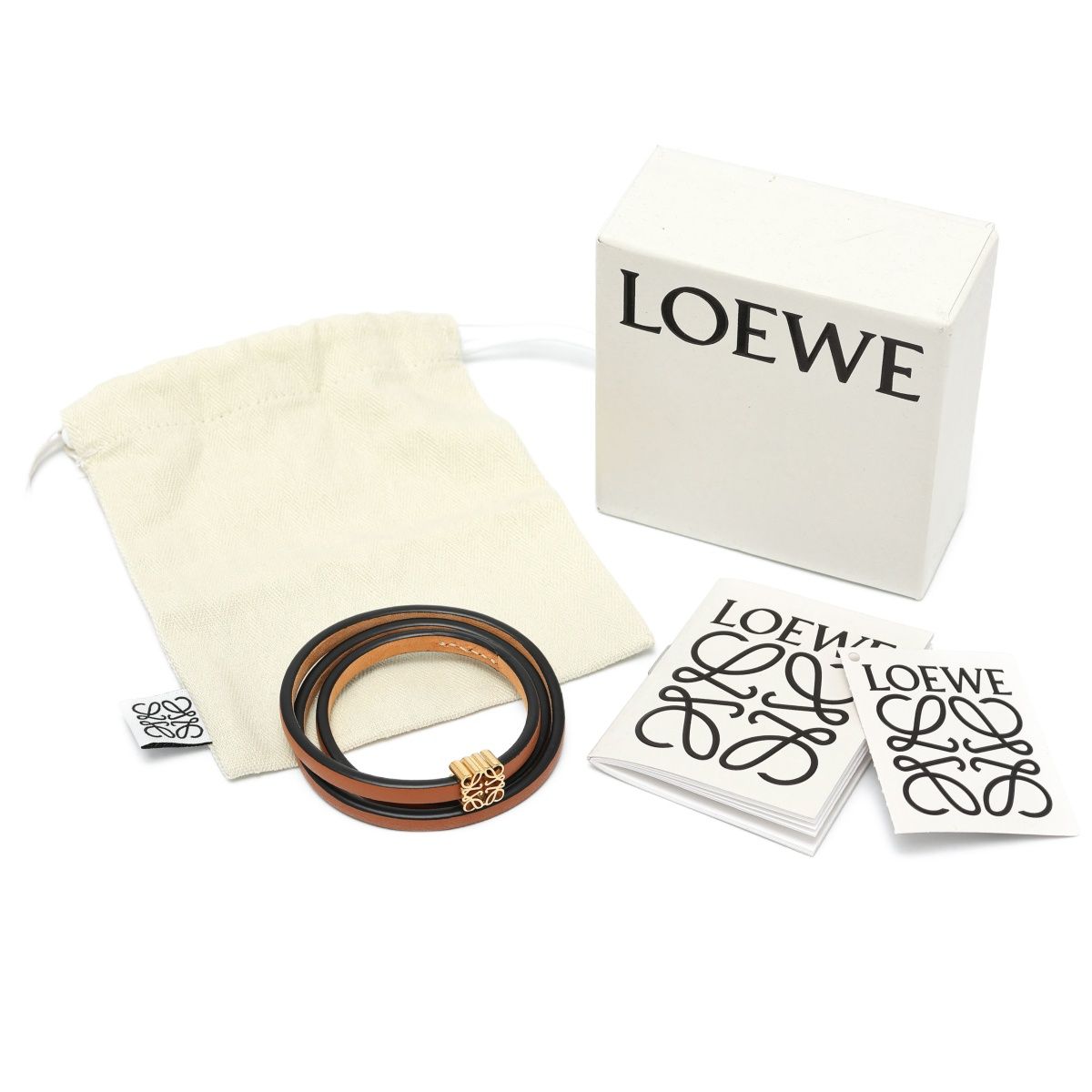 ロエベ/LOEWE アナグラム ツイスト バングル / レザー ブレスレット