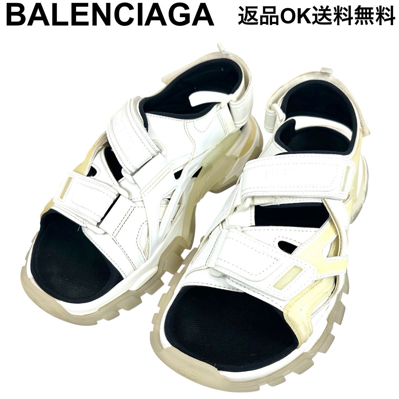 【返品OK】BALENCIAGA バレンシアガ Track Sandalsトラックサンダル 27.5cm 655954 ホワイト ブラック メンズ 靴【425601044201D2605】