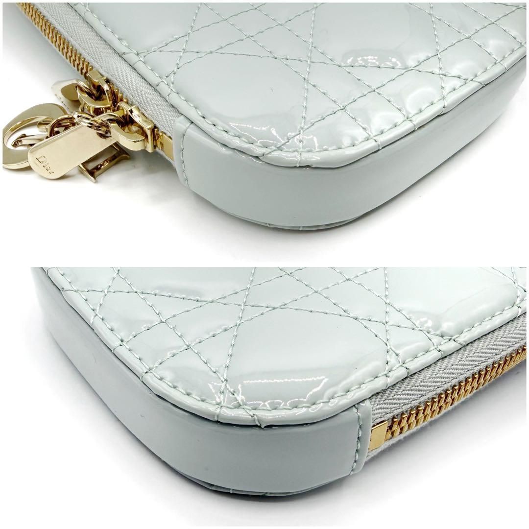 ⭐️良品⭐️ レディディオール カナージュ フォンホルダー ブルー DIOR | Lady Dior Call'in Dior フォンホルダー カナージュ ラムスキン