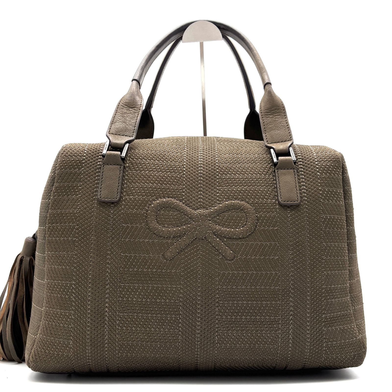 美品 Anya Hindmarch アニヤハインドマーチ リボン ボストンバッグ 