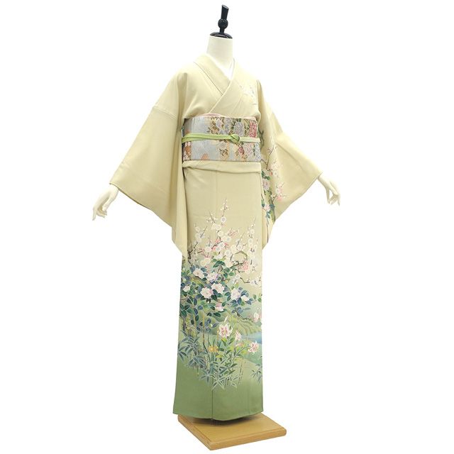 中古】 訪問着 着物 阿部佳雪 十日町友禅 作家物 落款 正絹 袷