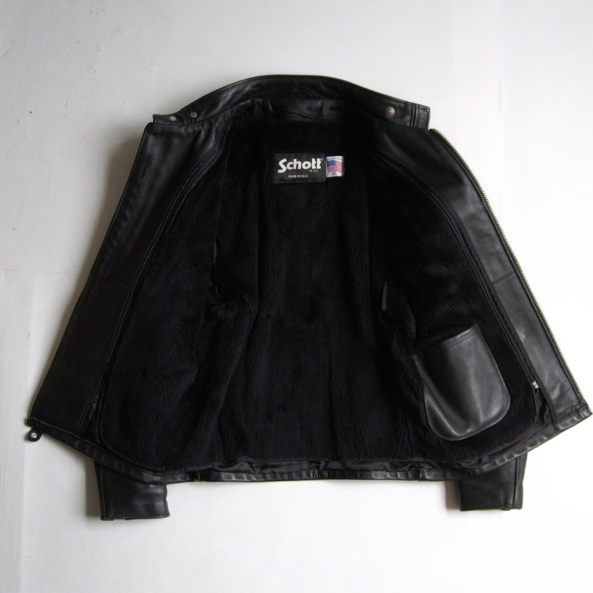 美品】SCHOTT【641/シングルライダースジャケット】38 ボアライナー