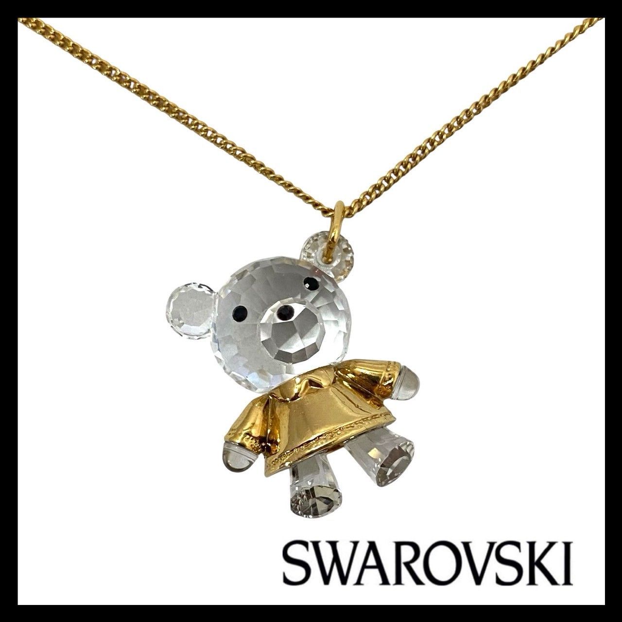 SWAROVSKI】ベア ネックレス クリスタル ゴールド/金カラー 熊/クマ