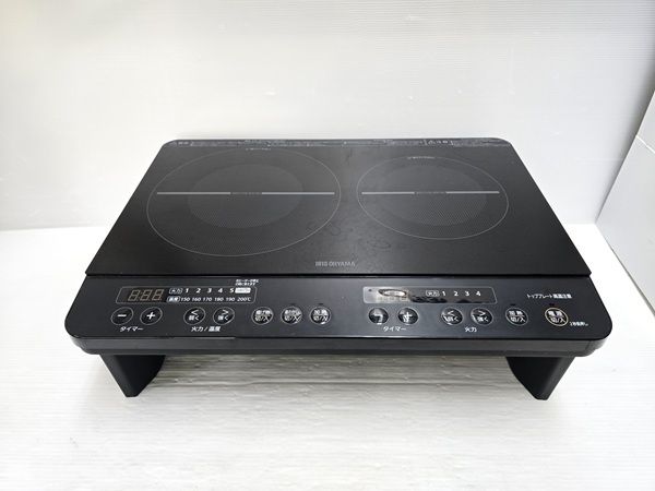 【中古品】 アイリスオーヤマ IRIS OHYAMA 2口 IHコンロ IHK-W13S-B ○YR-19979○