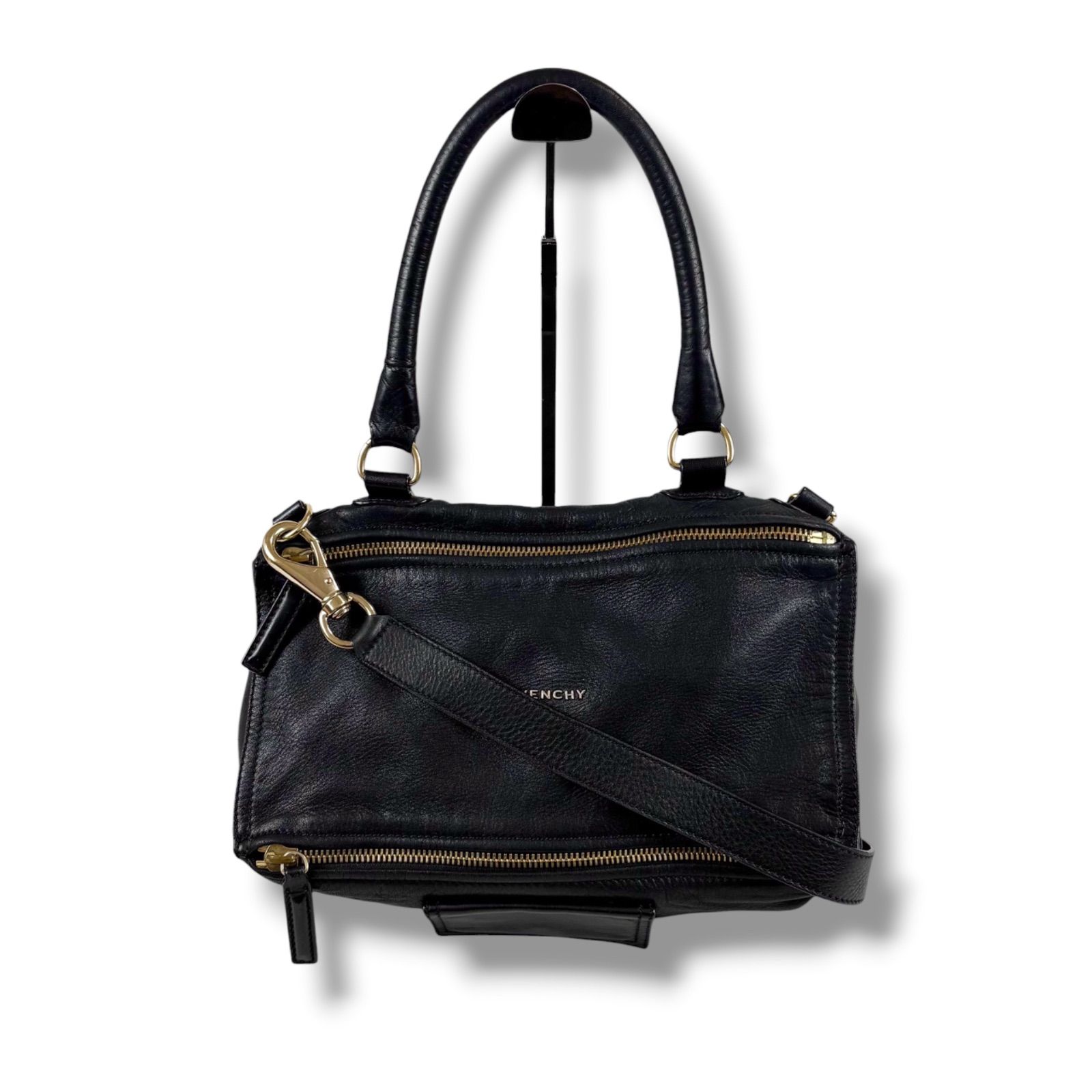 ジバンシー パンドラ ブラック 2way ショルダーバッグ シワ加工 レザー 