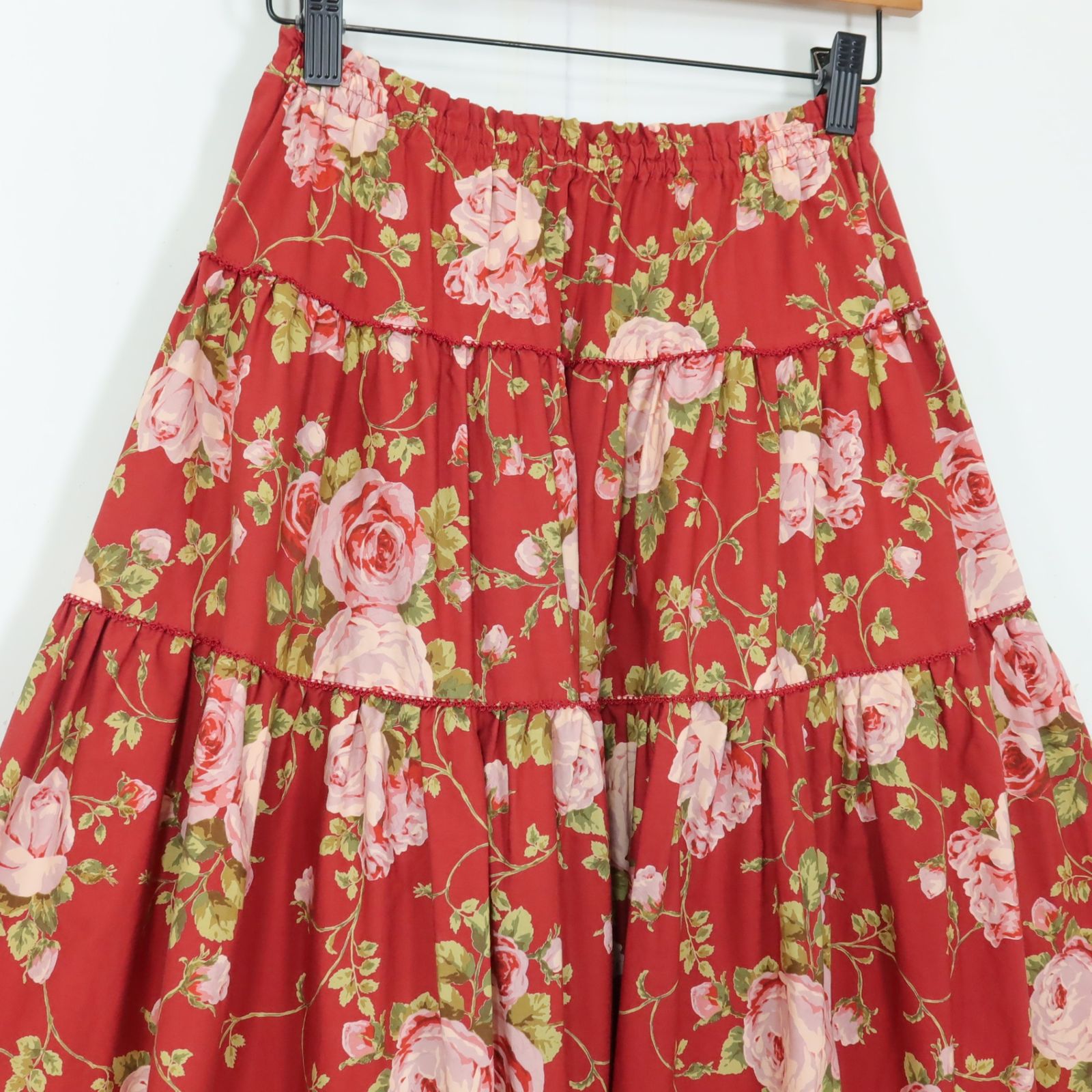 ワンダフルワールドスカート 美品】ワンダフルワールド カネコイサオ☆ローズpt♪ギャザースカート