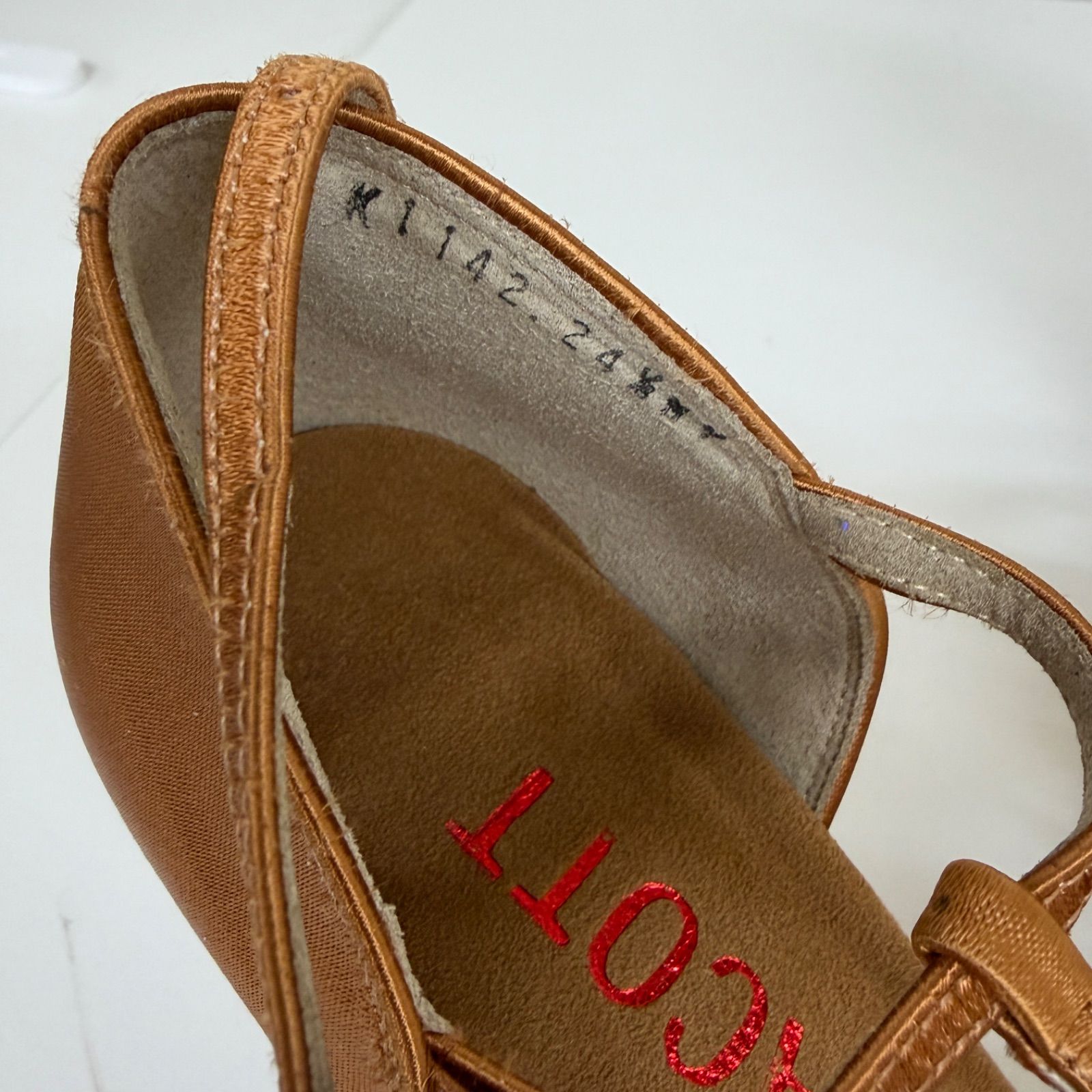 【Chacott】 社交ダンス ダンスシューズ パンプス ダークタン 24.5㎝ #1142L チャコット 未使用品