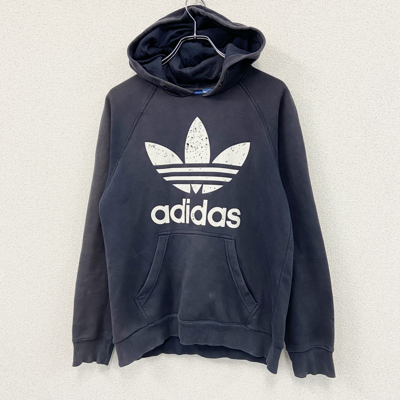 adidas アディダス スウェットパーカー/フーディー 黒 ブラック L 