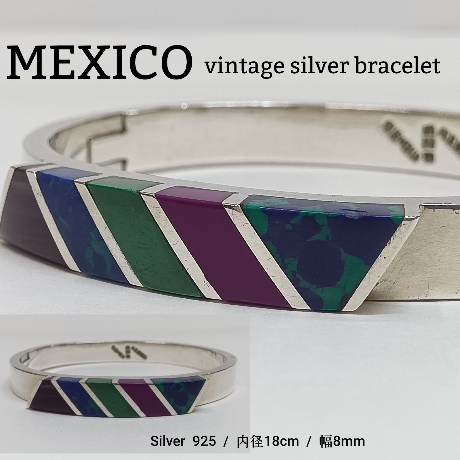 メキシコ製 MEXICO ヴィンテージ バングル ブレスレット パール 925 