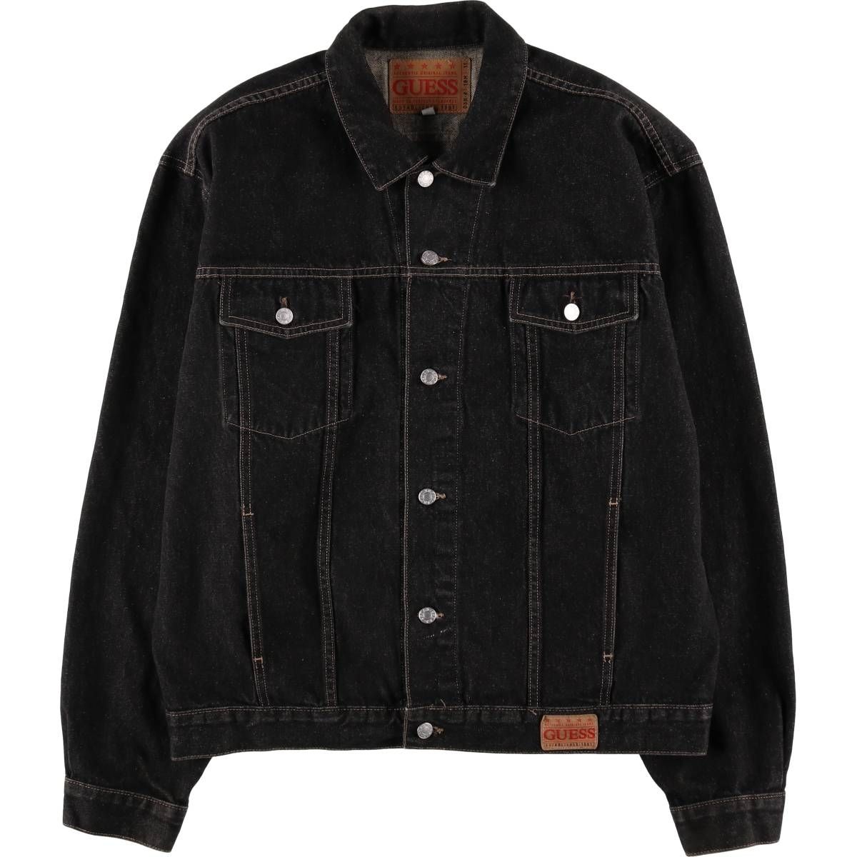 古着 90~00年代 ゲス Guess ブラック デニムジャケット Gジャン USA製 