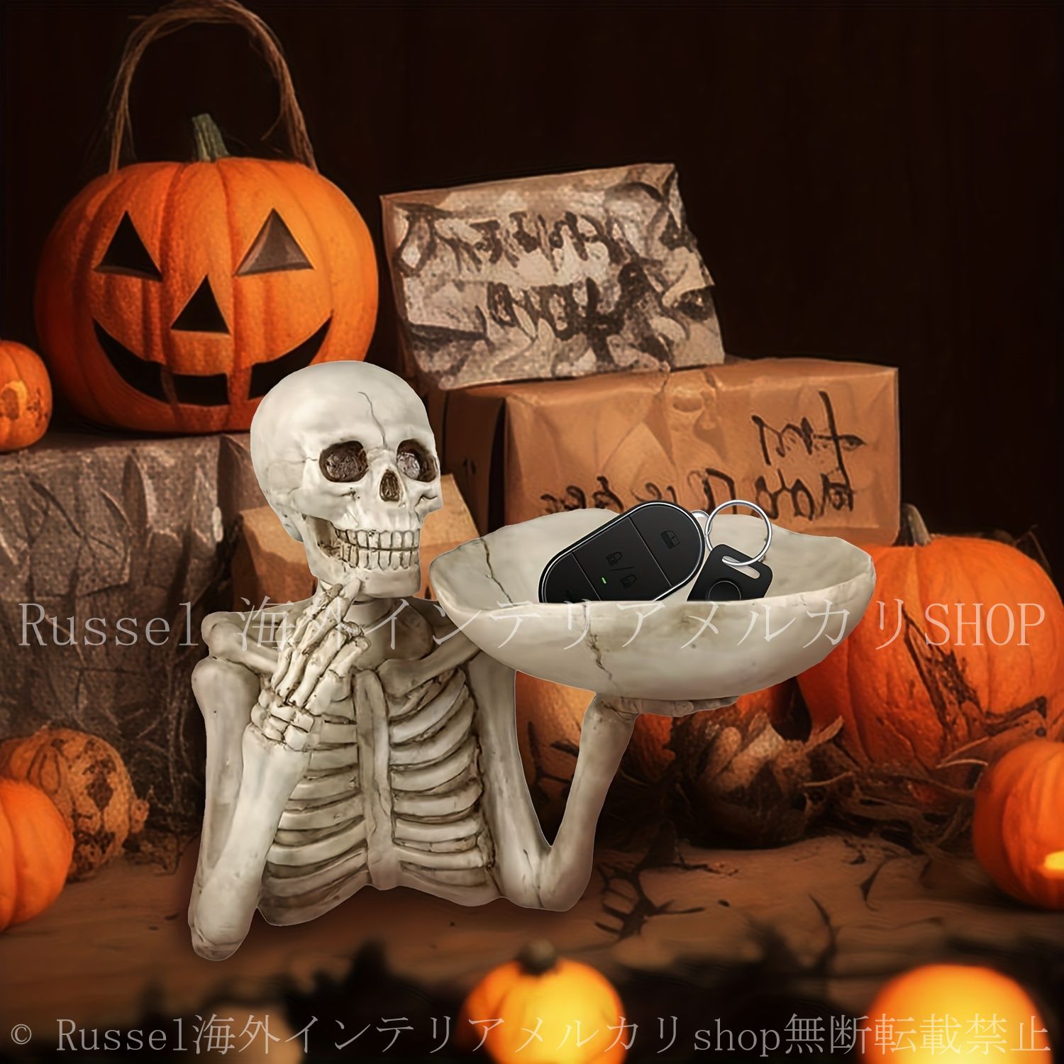 スカル小物入れ 骸骨 ハロウィン ハロウィーン インテリア 装飾 デコレーション ガイコツ スプーキー 収納 置物 オブジェ イベント パーティー 卓上 4-7