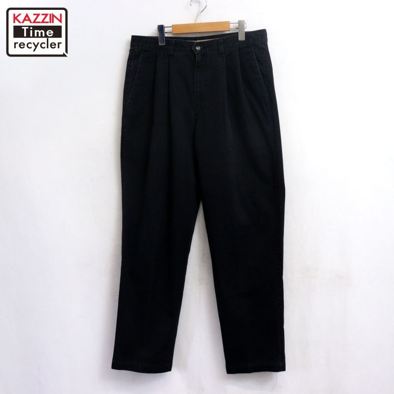 90s DOCKERS チノパン ブラック usa製 34×32 90s USA製 vintage DOCKERS 2タック チノ パンツ メンズ 表記34-32