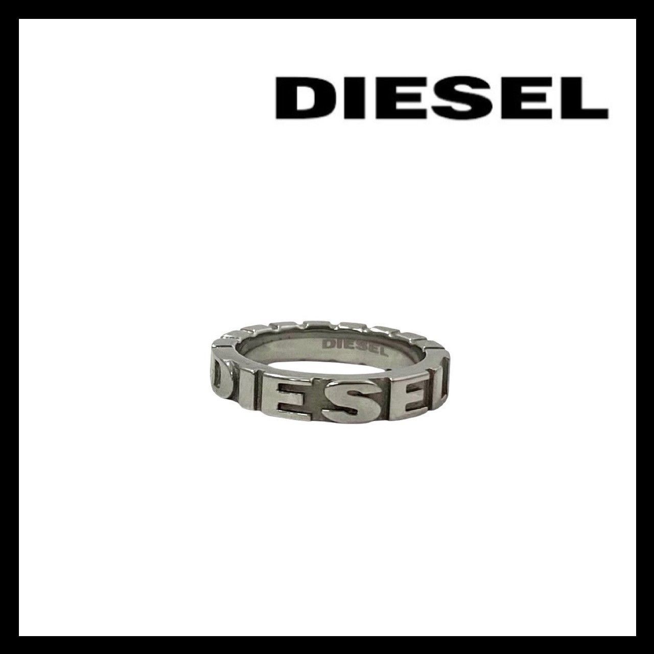 diesel リング サイズ9 DIESEL】ロゴ リング シルバーカラー ステンレススチール 約8.5-9号