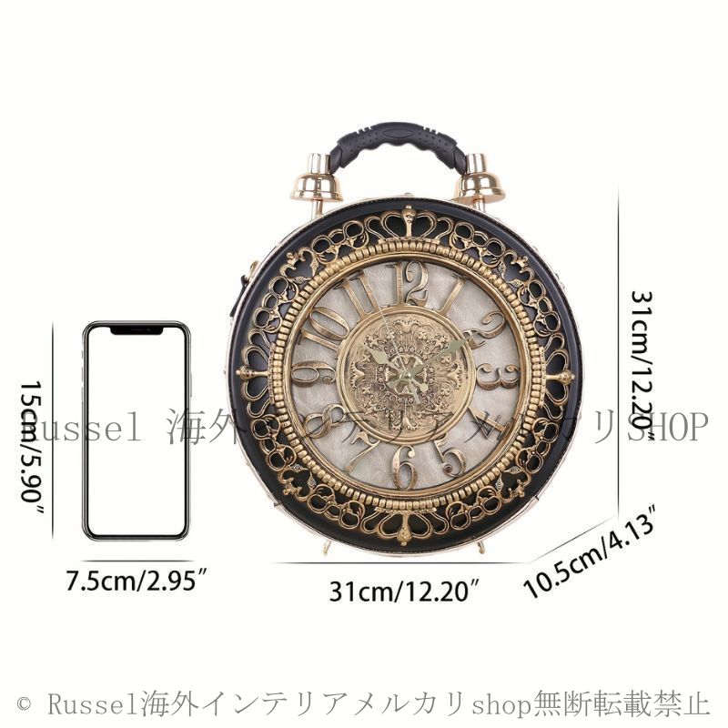 ハンドバッグ アンティーク調 時計 デザイン おしゃれ かわいい 