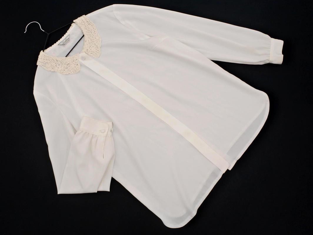 Leilian レリアン レースカラー ブラウス シャツ size7/白