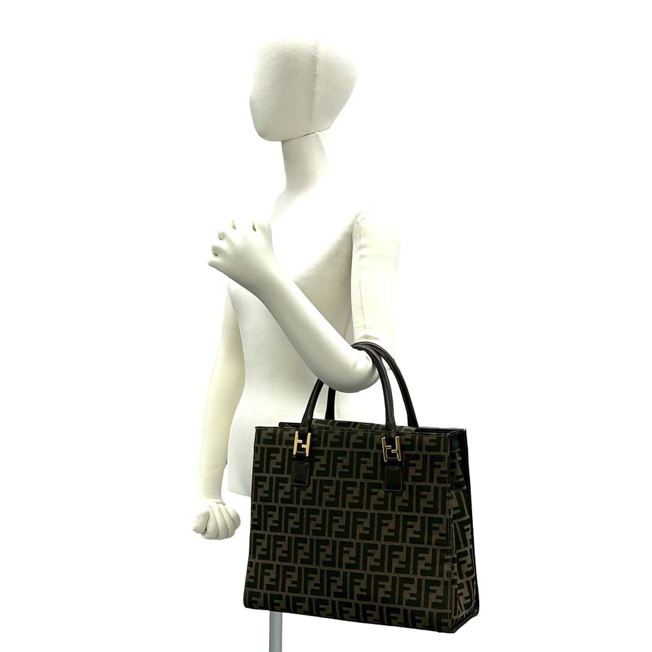 極 美品 FENDI フェンディ ヴィンテージ ズッカ FF ロゴ 柄 キャンバス 